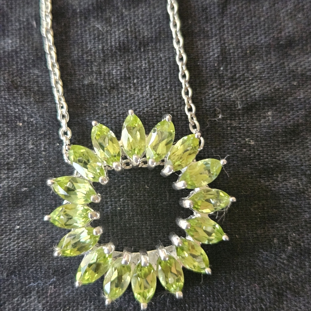 Marquis Peridot Sterling Silver Necklace